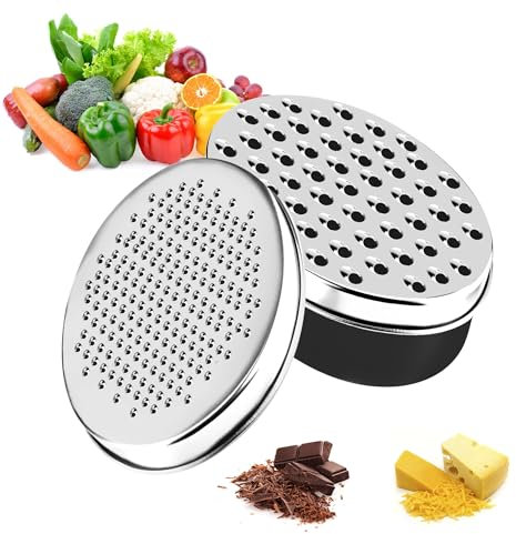 Grattugia per formaggio con supporto, grattugia rotonda in acciaio inox, grattugia manuale, grattugia per verdure, zesterna, grattugia, pratici gadget da cucina, per cetriolo, frutta