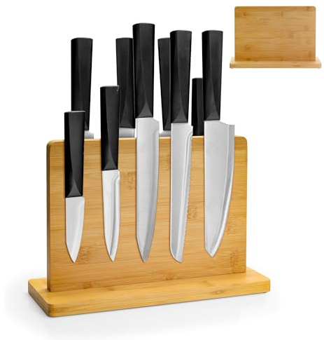 Aramanara 30cm Wooden Magnetic Knife Block,Double Side Kitchen Knife Holder