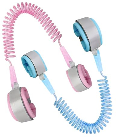 2-Pack Adjustable Toddler Wrist Reins with 360° Rotation, 2M Safety Leash for Kids, Comfortable & Secure Anti-Lost Straps for Outdoor Activities, Blue and Pink