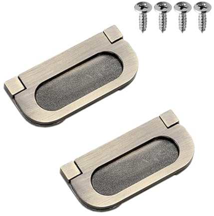 Lot de 2 poignées de traction encastrées avec vis, poignée de porte coulissante cachée pour armoire, tiroir, trappe de bateau (lot de 2, bronze)