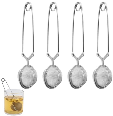 4 Stück Teezange für Losen Tee, Tee Ei Sieb, Praktisches Tee-Ei für Kanne & Tasse, Tea Infuser, Siebzange für Teeliebhaber losen Tee - Perfekt für Teeliebhaber