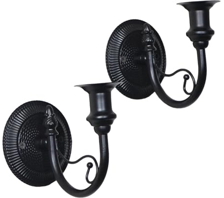 Sharplace Juego de 2 Candelabros de Metal, Portavelas, Candelabro Vintage Francés, Candelabro, Portavelas de Pared para Bodas, Negro, Individual