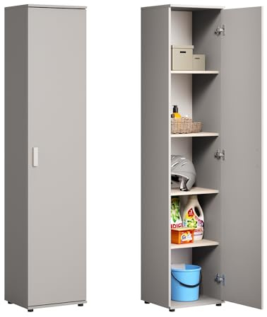 Home Collective Armadio multiuso stretto largo 40 cm con 1 anta e 4 ripiani | Armadio universale per la casa, il corridoio, l'ufficio o la camera da letto | 40x35x184 cm (LxPxA) | Cachemire