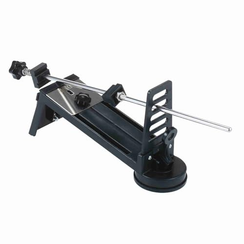 ERYUE Kit D'affûtage de Couteaux Professionnel à Angle Fixe avec 4 Pierres à Aiguiser pour Ciseaux de Couteaux Cuisine, Base Disque Ventouse Stable (Aiguiseur et pierre à aiguiser)