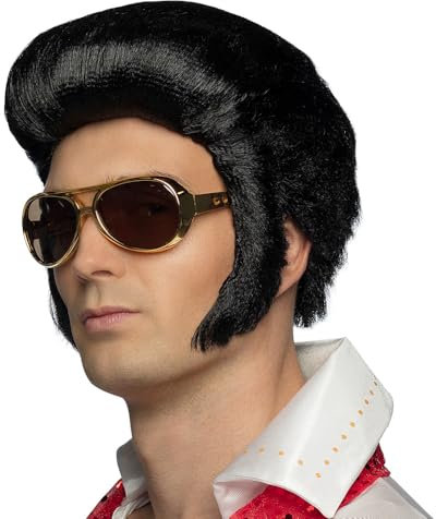 Boland 86171 - Perücke Rock´n Roll Deluxe, Schwarz, für Erwachsene, Kunsthaar, Frisur, Elvis, Kostüm, Karneval, Mottoparty