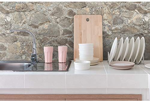 RoomMates RMK9096WP Gray and Almond Weathered Stone Peel and Stick Wallpaper