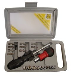 GrecoShop Set 20 Pezzi Cacciaviti e Cricchetto Reversibile con Inserti