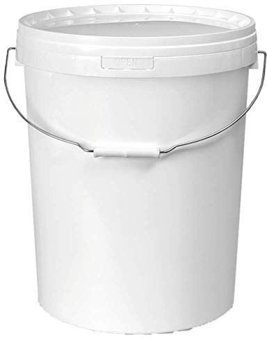 25 LITRE PLASTIC BUCKET WITH LID & METAL HANDLE ARM, DURABLE, GLOSSED, HARD WEARING BUCKET