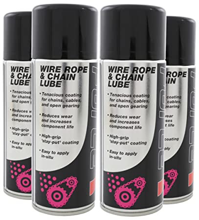 (Pack of 4) 400ml Wire Rope & Chain Lube - Anti Fling Spray Grease for Chains Cables, Fork Lifts Tail Lifts etcc.