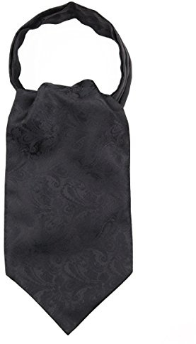 WANYING Hombres Retro Ascot Corbatas Jacquard Tejido Corbatas Bufanda Elegante para Caballero - Paisley Negro