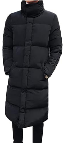 MANGGUO Hombre Largo Abajo Chaqueta Invierno Acolchada Cazadora Plumas Abrigo Parka Plus Size Negro