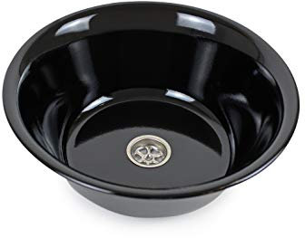 Edelstahl Design Spülbecken Design Dunkel Camping Spüle Waschbecken + Ablauf Maße: 24cm (240mm) (ad-ideen)