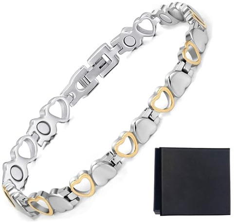 Pulseras magnéticas para amor Diseño de corazón Pulsera magnética de acero de titanio Regalos con extracción Caja de regalo y herramientas ajustables