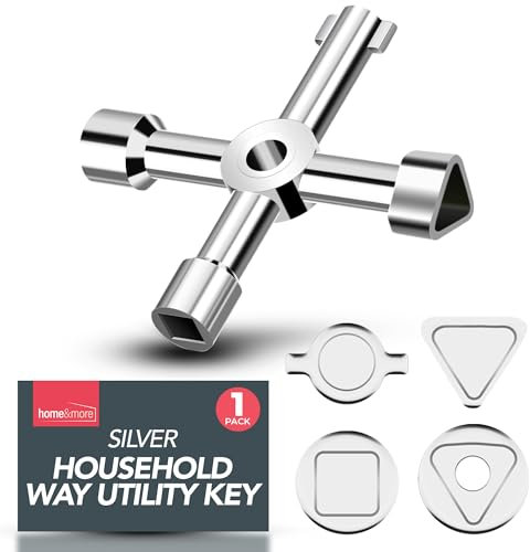 SOL Household 4 Way Utility Key for Radiator Gas Panel and Service Access Triangular Keys for Reading Electric Box Valve Cabinet Operation Durable Metal Tool for Home and Office Use