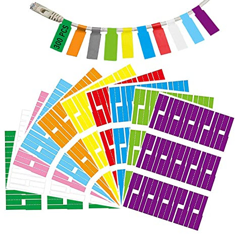 Kabeletikett, 300 Stück Aufkleber kabel etiketten, 10 Farben, Reißfest Kabelbeschriftung, Wasserfest Kabelbeschriftung