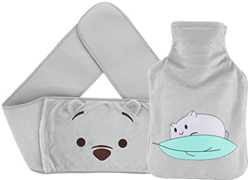 Homealexa Wärmflasche mit Weichem Bezug 1L Premium Naturkautschuk Sicher und Langlebig Wärmeflasche für Familie Wärmbeutel für Hals Schulter Abdomen Beine Taille Warm Grau