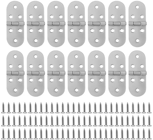 PUCSIQ 14 Cerniere in Acciaio Inox a 180°, 8 x 3 cm, Cerniera Pieghevole con 84 Viti, Cerniere per Ante per Cucina, Legno, Armadi, Tavoli Pieghevoli