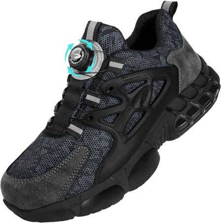 OFFCUP Scarpe Antinfortunistiche Uomo, Sicurezza Scarpe da Lavoro, Sportive Sicurezza Scarpe con Punta in Acciaio Scarpe Protettive Industriali per Lavoro e Quotidiana Taglia: 40