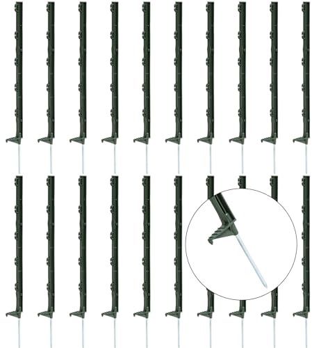 Agrarzone [20 x] Eco plast, betesstaketstolpar 70 cm, enkelsteg, vit – stabil glasfiber betesstolpe – hållbara plaststolpar 5 öljetter – perfekt för hönsstaket, stängsel, trädgårdsstaket, stolpe