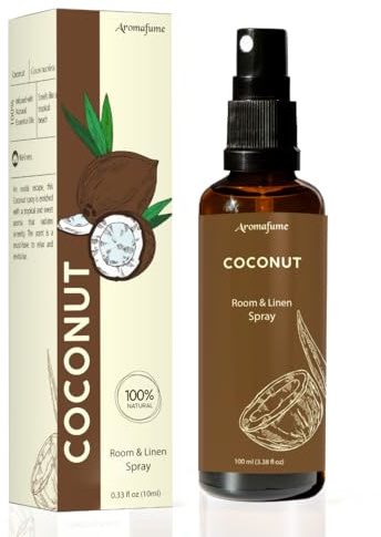 Coconut Room, Linen & Pillow Spray by Aromafume | 100ml/3.38 fl oz | with Pure Coconut Essential Oil | Aromatherapy Spray for Relaxation, Sleep & Stress Relief | Mist for Bedding, Fabrics