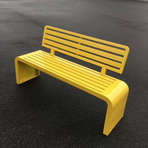 Trädgårdsbänk, Park utomhusbänk med rostfri galvaniserad stålram, väderbeständig uteplatsbänk med ryggstöd，för utomhusbruk, park, trädgård, uteplats (färg: gul, storlek: 120 cm/47,2 tum)