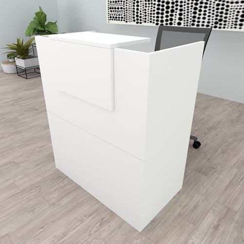 Henor Oja Empfangstheke Rezeption 80x50*107 cm Holz Rezeptionstheken Empfangstisch Supermarkt Store Beauty Salon Friseur Kassentheke Büromöbel Laden-Theke Rezeptionsmöbe Weiß