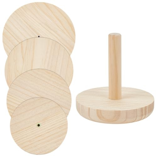 BENECREAT 4 Pieza de Moldes de Cerámica de Madera, Moldes de Cerámica de 12/16/19.8/24.1cm con Mango, Herramienta de Arcilla Cerámica para Placa, Cuenco, Molde Formador de Placa de Asentamiento