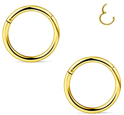 VCMART 2 piercing ad anello per naso, in acciaio chirurgico, 16 G, 8 mm, per setto nasale, labbro, trago, cartilagine, helix, gioielli, 20g, Acciaio inossidabile