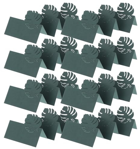 AUTSUPPL Lot De 50 Marque-places : Étiquettes De Table En Feuilles Vertes, Vierges Et Pliables, Pour Table De Mariage, Banquet, Fête D'anniversaire