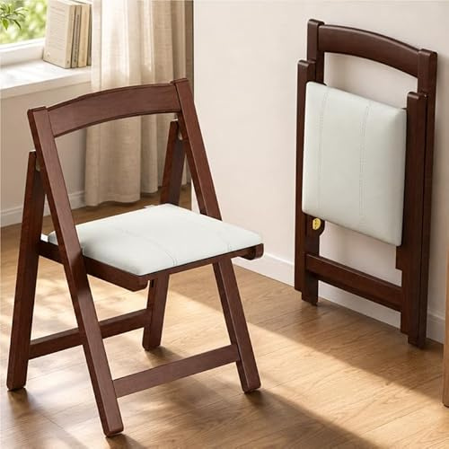 CoPaws Wooden Folding Chair with PU Leather Padded Seat, Foldable Dining Chair, Portable & Easy Clean Folding Chair for Kitchen, Living Room, Patio, Garden & Home Office, 1 Piece