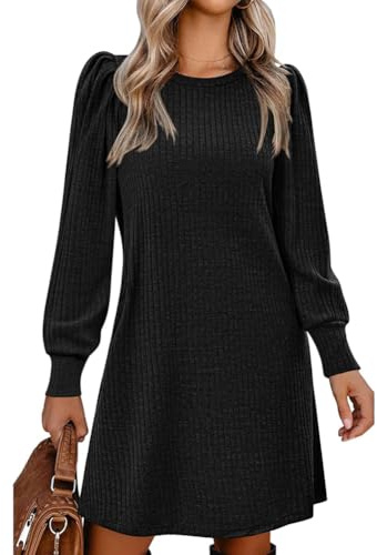 XIVISTO Vestito Casual Donna Invernale Maglione Maniche Lunghe Abito Elegante Scollo a Rotondo Autunno Pullover Abito in Maglia
