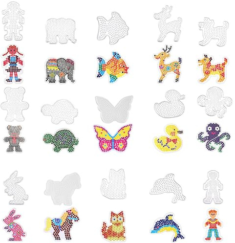 5mm Plaques de Perles à Repasser, 15 Pcs Modèles de Perles à Repasser en Plastique, Supports de Perle de Repassage Transparents, 15 de Cartes Colorées, Anniversaire pour les enfants
