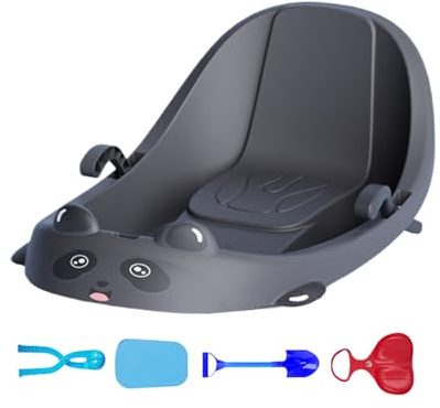 Luge pour Tout-Petits, Traîneau À Neige pour Enfant avec Frein Intégré, Sports d'hiver Adaptés Aux Familles, Snowboard Double Place avec Dossier, pour Temps Froid, Parc des Collines Enneigées