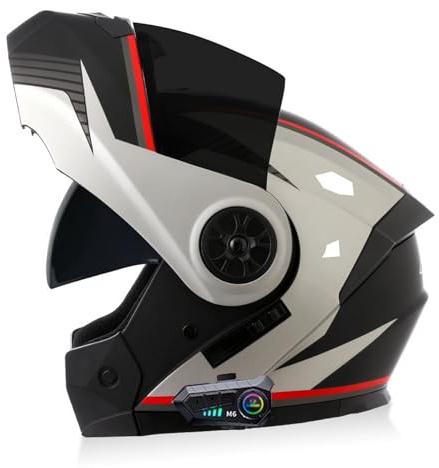 ZHTBATE Casque Moto Modulable avec Intercom Intégré Hommes Et Femmes Casque Moto Homologué ECE Bluetooth Casque Moto Modulable Homme Femme Casque Scooter Casque Intégraux Double Visière Anti-buée