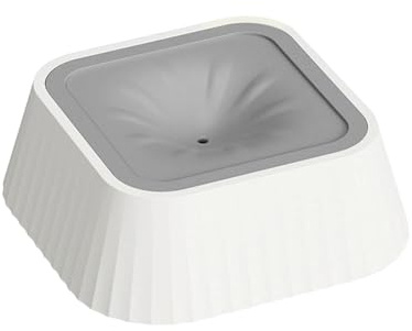 Cuenco de agua potable lenta para mascotas antiderrames y antiderrames con disco flotante, base antideslizante pesada, alimentador de agua cuadrado portátil, comedero lento que evita la hinchazón para