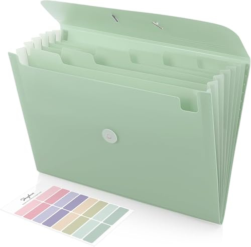 SKYDUE dokumentmapp A4, fack A4 med 7 fack och elastiskt band, mapp/mapp/mapp/mapp/mapp/mapp för kontor, skola och hem (turkosgrön)