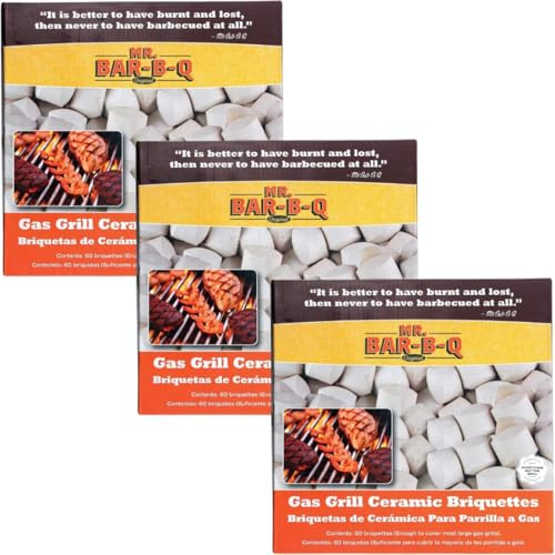 Bricchetti in ceramica per barbecue a gas, sacco da 3,2 kg, alternativa originale al mattone, bricchetti di carbone per grigliare, pietre laviche per pietra di ricambio, confezione da 3 pezzi