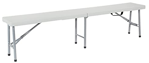 Office Star Resin Furniture for Indoor or Outdoor Use, Single, Fold in Half 6 Foot Bench