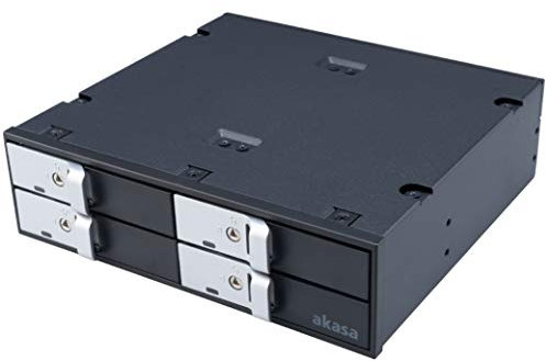 Akasa Lokstor M22 | 4 Bay | 2.5 Mobile Rack | 5.25 PC drive bay | 2.5 SATA SSD/HDD | Tool-Free | Security Lock | AK-IEN-02