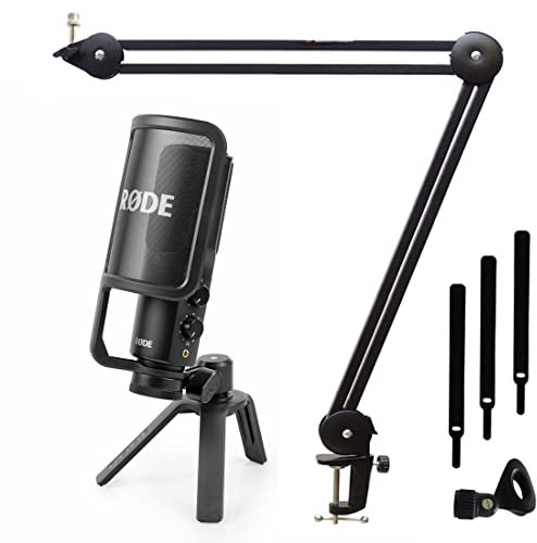 Micrófono de condensador USB de Rode NT-USB+ Profesional para Cantar + brazo articulado keepdrum MS138
