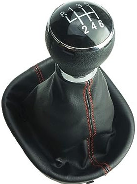Newtown2700-parts Schaltknauf Schaltmanschette Rahmen kompatibel für VW Touran Caddy 3 MK3 6 Gang rote Naht