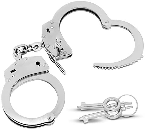 VIKING GEAR® Manette professionali in acciaio temprato color argento con 2 chiavi – qualità autorità – accessori di sicurezza – manette sesso – polsino sesso