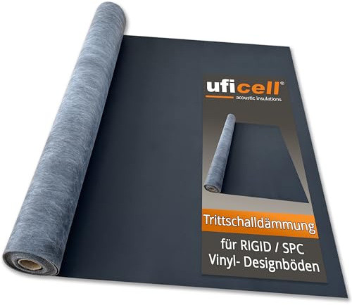 Isolation phonique en vinyle uficell Vinosilent premium épaisseur: 1,5 mm - sous-couche vinyle à effet antidérapant pour la pose en toute sécurité du sol design vinyle rigide/LVT Click (30 m²)