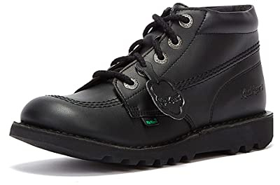 Kickers Youth Unisex Kick Hi Classic Ankle Boots | Extra Comfortable | Added Durability | Premium Quality, Vegan Black, 6 UK