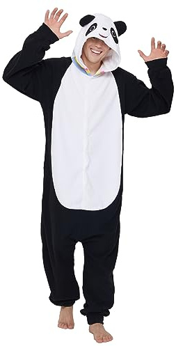 Dodheah Unisex Panda Pijama Adulto Onesie Halloween Animal Cosplay Costume Mono de Navidad Ropa de Dormir Blanco L