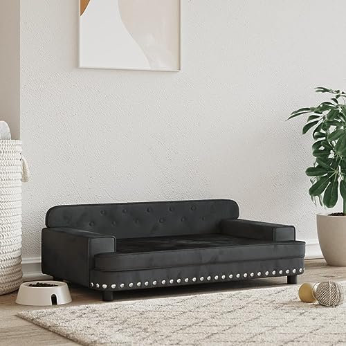 puraday Hundebett Schwarz 90x53x30 cm Samt katzensofa Hundesofa Katzenbett Dog Bed Cat Bed Bequeme Haustierbett Stilvolles Design Kann Im Wohnzimmer Oder Schlafzimmer Platziert Werden