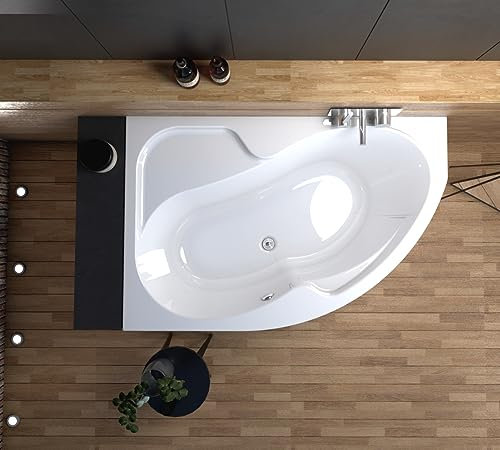 ECOLAM Eckbadewanne Qualitätswanne Acrylwanne WELA Sanitäracryl LINKS rutschfest pflegeleicht (170x100 Links Ohne)