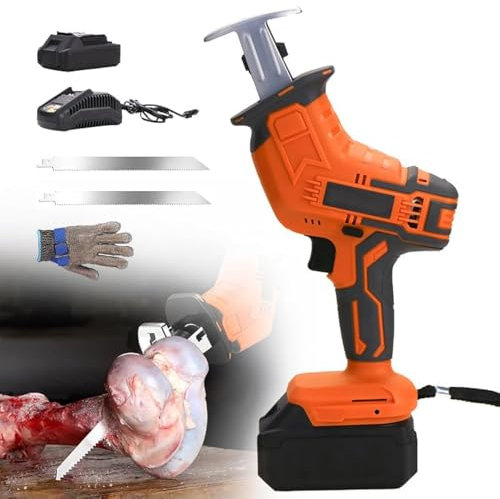 Sierra para huesos, Sierra de sable sin cable 48VF para carne, huesos, pavo, cubitos de hielo, jamón curado, oveja, ternera y cubitos de hielo,1Battery
