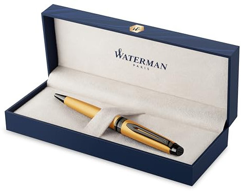 Waterman Expert Premium Ballpoint Pen | Metallic Gold Lacquer with Black Ruthenium Trims | Black Ink | Gift Boxed
