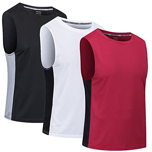Cimic 3 Pack Vest Tops for Men Running Workout Fitness Vest,0505 BWR XL